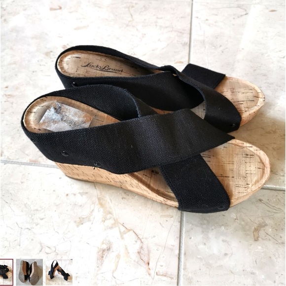 Lucky Brand cork wedges in black sz 9 - Picture 2 of 4